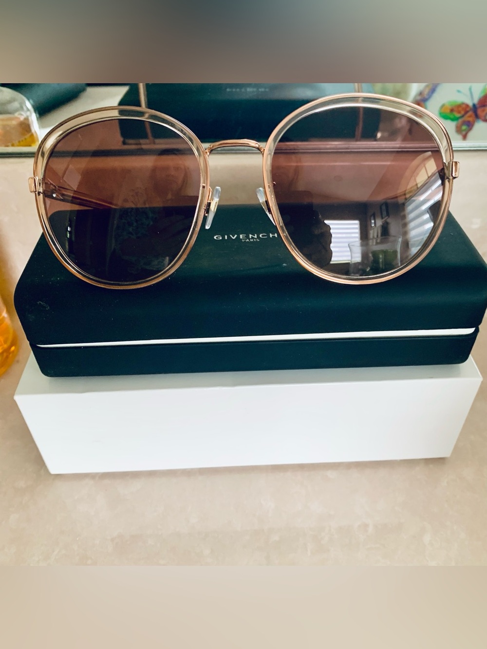 Givenchy pink Frame Sunglasses with Brown Lenses.